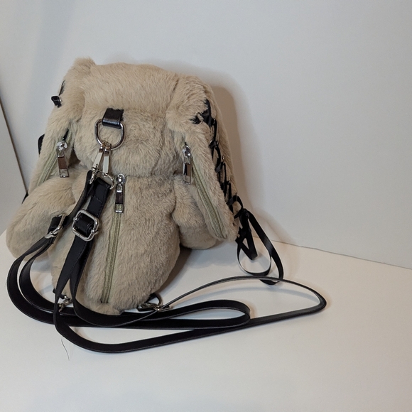 Faux Fur Bunny Ear Bag with Black Ribbon - Picture 3 of 5